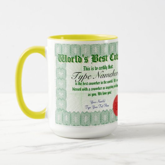 世界で最も最高のな協力者の証明書賞のマグ マグカップ (左)