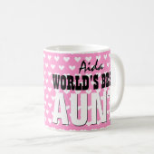 世界で最も最高のな叔母さんピンクの白いハートV26 コーヒーマグカップ (正面右)