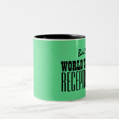 世界で最も最高のな受付係緑および黒いV03 コーヒーマグカップ (中央)