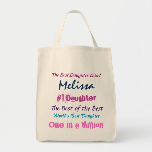 世界で最も最高のな娘の青いピンクの紫色 トートバッグ (正面)