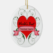 世界で最も最高のな就学前の先生 セラミックオーナメント (右)