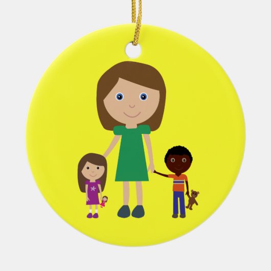 世界で最も最高のな幼稚園教師のかわいい漫画 セラミックオーナメント (正面)