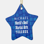 世界で最も最高のな武道の先生の青い煉瓦A13 セラミックオーナメント (左)
