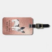 世界で最も最高のな犬のお母さんのばら色の金ゴールドのフレンチ・ブルドッグ ラゲッジタグ (正面横)