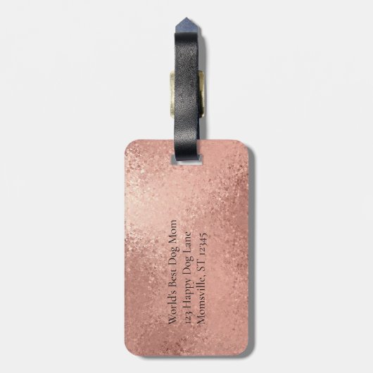世界で最も最高のな犬のお母さんのばら色の金ゴールドのフレンチ・ブルドッグ ラゲッジタグ (裏面縦)