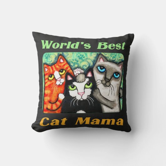 世界で最も最高のな猫のお母さんの黒板の子猫の枕 クッション (正面)