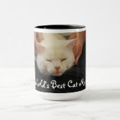 世界で最も最高のな猫のお母さん-白い猫 マグカップ (中央)