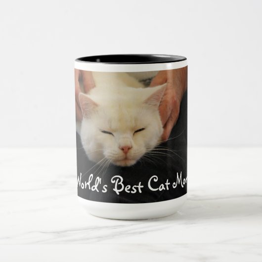 世界で最も最高のな猫のお母さん-白い猫 マグカップ (中央)