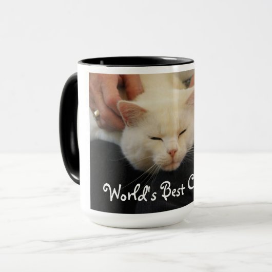 世界で最も最高のな猫のお母さん-白い猫 マグカップ (正面左)