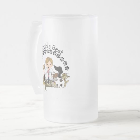 世界で最も最高のな獣医のマグ-男性の金髪 フロストグラスビールジョッキ (正面左)