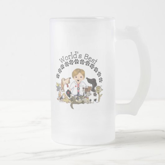 世界で最も最高のな獣医のマグ-男性の金髪 フロストグラスビールジョッキ (右)