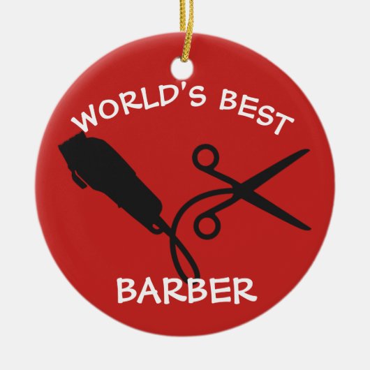 世界で最も最高のな理容師のクリッパーかみそりのはさみ セラミックオーナメント (正面)