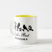 世界で最も最高のな祖母のすずめのシルエット愛鳥 ツートーンマグカップ (正面左)