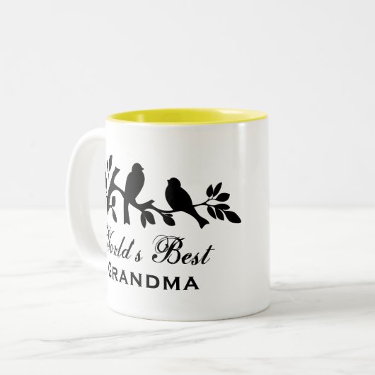 世界で最も最高のな祖母のすずめのシルエット愛鳥 ツートーンマグカップ (正面左)