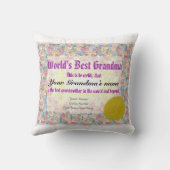 世界で最も最高のな祖母賞の証明書の枕 クッション (裏面)