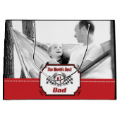 世界で最も最高のな第1パパのチェック模様の旗 ラージペーパーバッグ (正面)