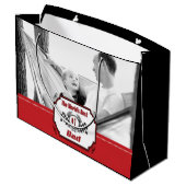 世界で最も最高のな第1パパのチェック模様の旗 ラージペーパーバッグ (裏面アングル)