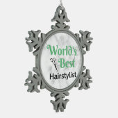 世界で最も最高のな美容師 スノーフレークピューターオーナメント (左)