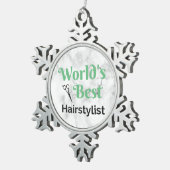 世界で最も最高のな美容師 スノーフレークピューターオーナメント (右)