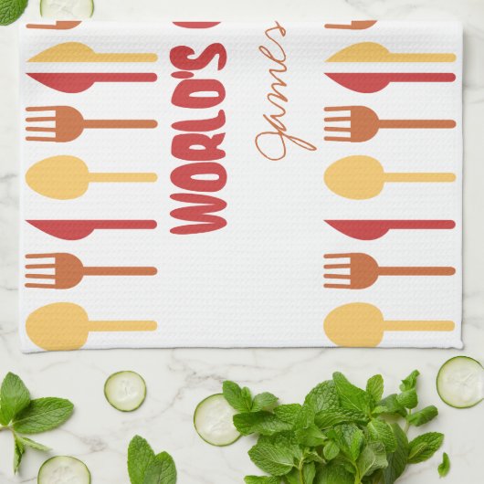 世界で最も最高のな調理師の名前をカスタムするの赤いオレンジ キッチンタオル (折り畳み)