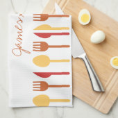 世界で最も最高のな調理師の名前をカスタムするの赤いオレンジ キッチンタオル (四つ折り)