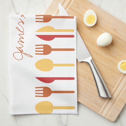 世界で最も最高のな調理師の名前をカスタムするの赤いオレンジ キッチンタオル (四つ折り)