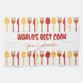 世界で最も最高のな調理師の名前をカスタムするの赤いオレンジ キッチンタオル (横)