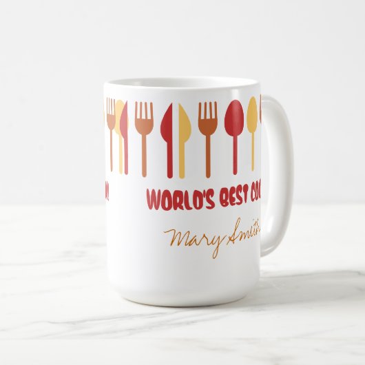 世界で最も最高のな調理師の名前をカスタムするの赤いオレンジ コーヒーマグカップ (正面右)