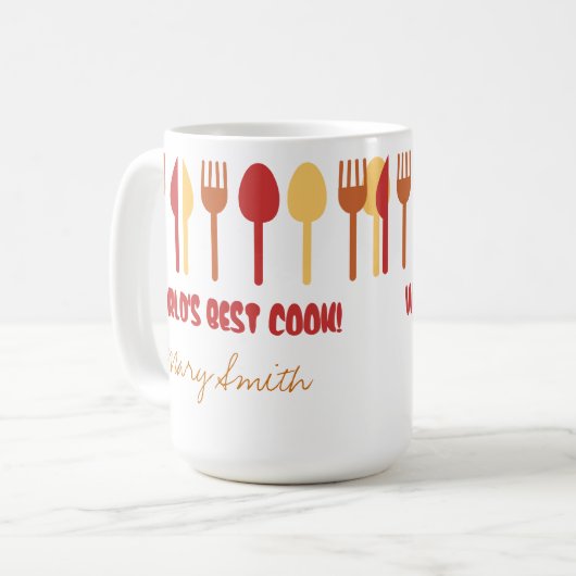 世界で最も最高のな調理師の名前をカスタムするの赤いオレンジ コーヒーマグカップ (正面左)