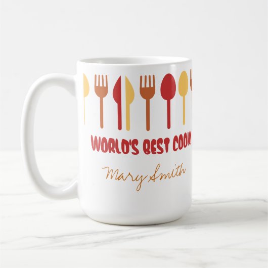 世界で最も最高のな調理師の名前をカスタムするの赤いオレンジ コーヒーマグカップ (左)