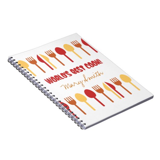 世界で最も最高のな調理師の名前をカスタムするの赤いオレンジ ノートブック (右側)