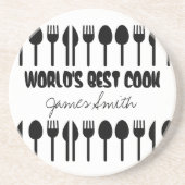 世界で最も最高のな調理師の名前をカスタムするの黒 コースター (正面)