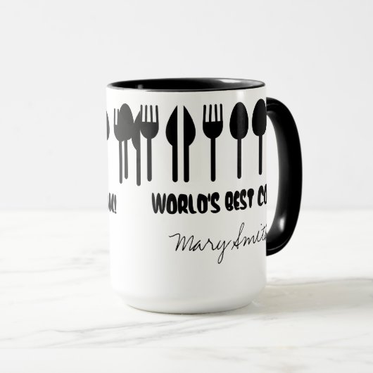 世界で最も最高のな調理師の名前をカスタムするの黒 マグカップ (正面右)
