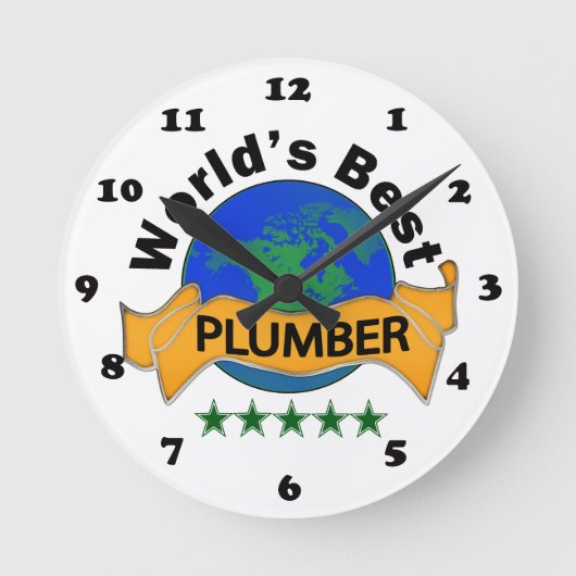 世界で最も最高のな鉛管工 ラウンド壁時計 (正面)