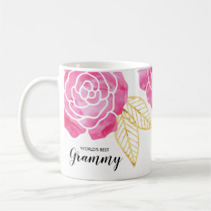 世界で最も最高のなGrammyのピンクのバラ コーヒーマグカップ