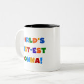 世界で最も最高のなNonna明るい色のTシャツおよびギフト ツートーンマグカップ (正面左)