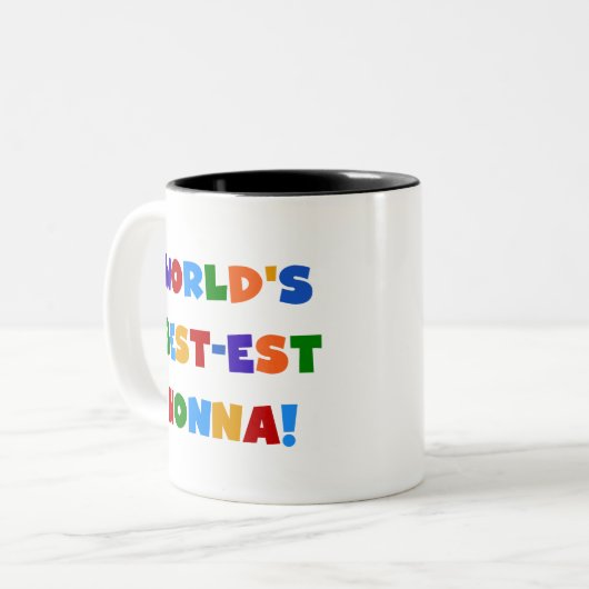 世界で最も最高のなNonna明るい色のTシャツおよびギフト ツートーンマグカップ (正面左)