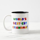 世界で最も最高の高いおばあちゃん明るいTシャツとプレゼント ツートーンマグカップ (左)