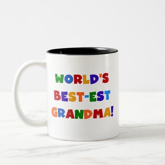 世界で最も最高の高いおばあちゃん明るいTシャツとプレゼント ツートーンマグカップ (左)