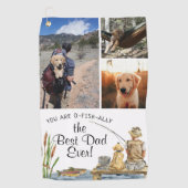 世界で最も素敵なパパ オフィシャル認定 釣りタオル ３つの写真入り ゴルフタオル (正面)