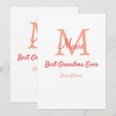 世界で最も素敵な祖母 赤いイニシャルテキスト シーズンカード (正面/裏面)