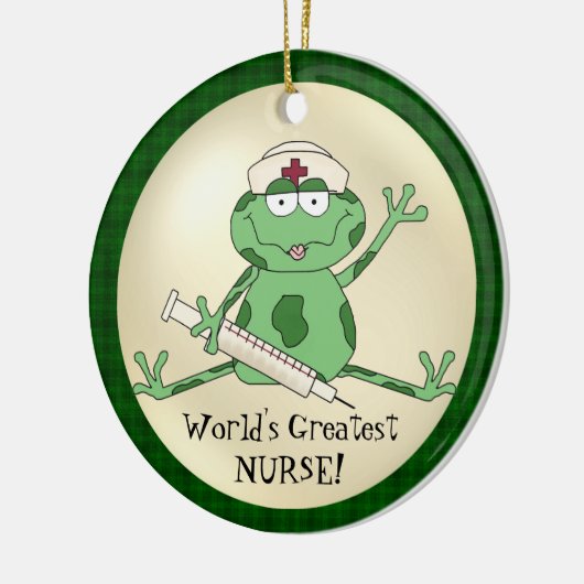 世界で最も素晴らしいナースのカエルのオーナメント セラミックオーナメント (左)