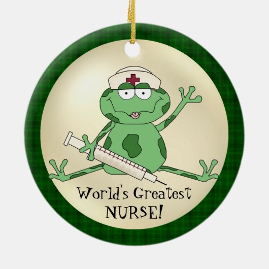 世界で最も素晴らしいナースのカエルのオーナメント セラミックオーナメント (裏面)