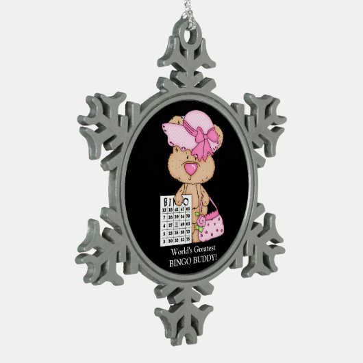 世界で最も素晴らしいビンゴの相棒の雪片のオーナメント スノーフレークピューターオーナメント (左)