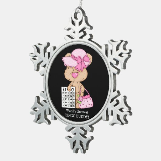 世界で最も素晴らしいビンゴの相棒の雪片のオーナメント スノーフレークピューターオーナメント (右)