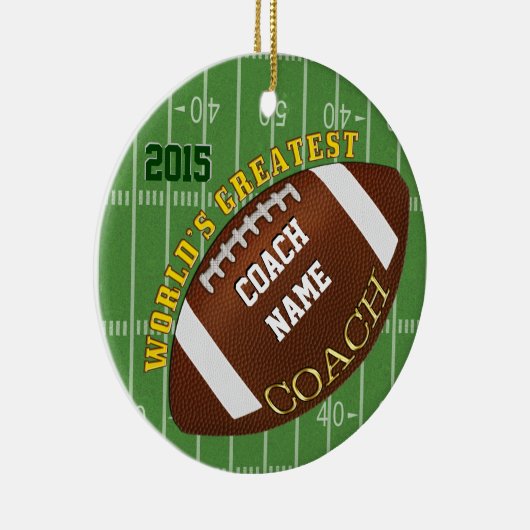 世界で最も素晴らしいフットボールのコーチのギフト、オーナメント セラミックオーナメント (右)
