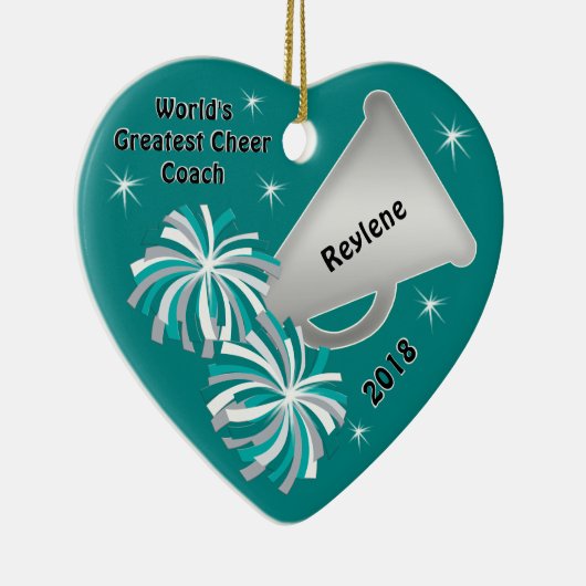世界で最も素晴らしい応援のコーチのオーナメント、あなたの文字 セラミックオーナメント (右)