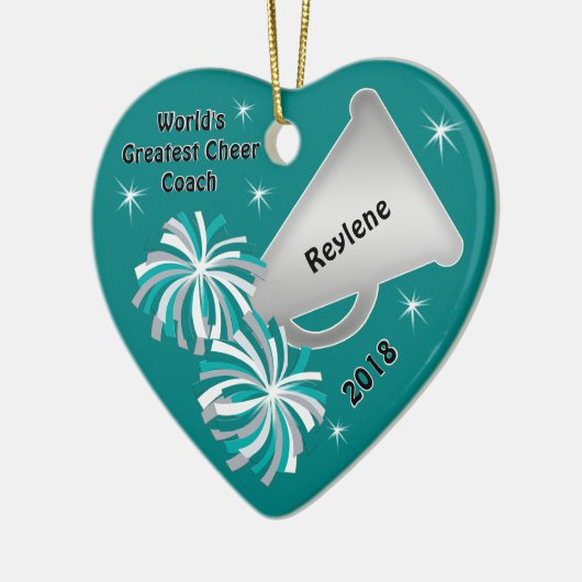 世界で最も素晴らしい応援のコーチのオーナメント、あなたの文字 セラミックオーナメント (左)