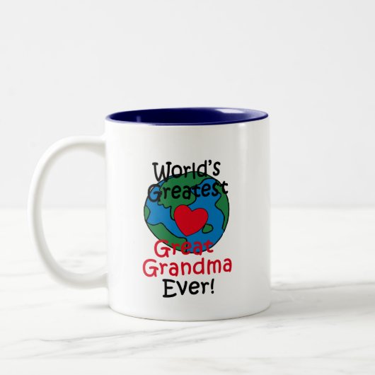 世界で最も素晴らしい曾祖母のハート ツートーンマグカップ (左)