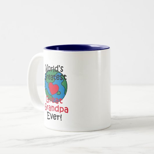 世界で最も素晴らしい曾祖父のハート ツートーンマグカップ (正面左)